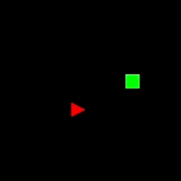 Red triangle shoots green square